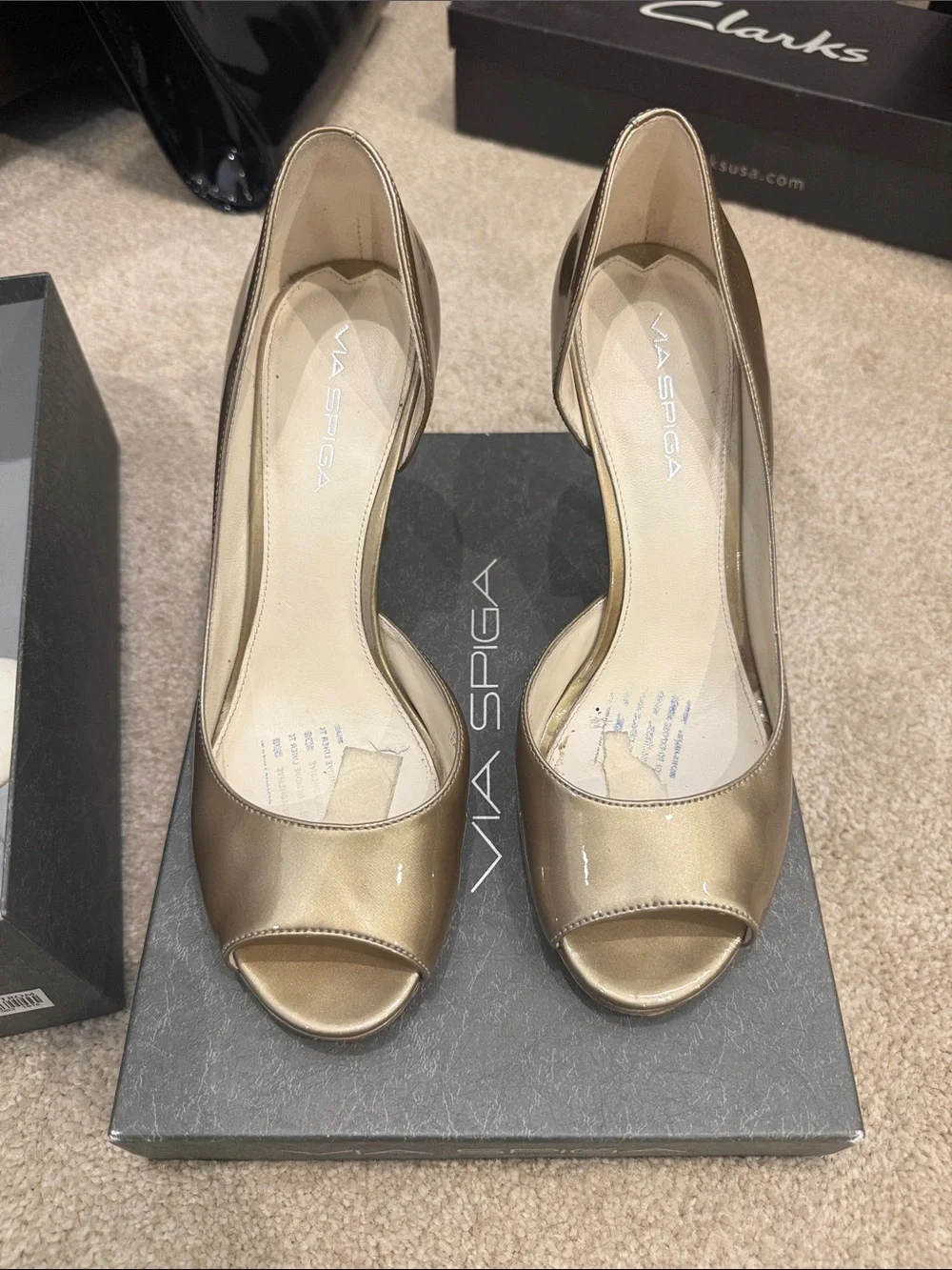 Gold Peep-Toe Heels - Elegant Women's Dress Pumps